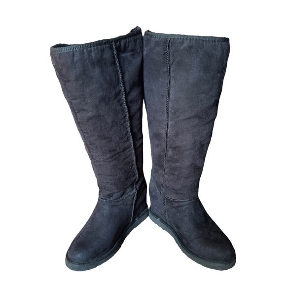 Madden Girl Swishin hidden wedge Black boots full back exposed zipper size 6.5 - Picture 14 of 16